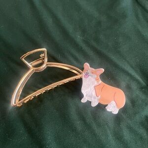 Gold clip and Corgi hair clip